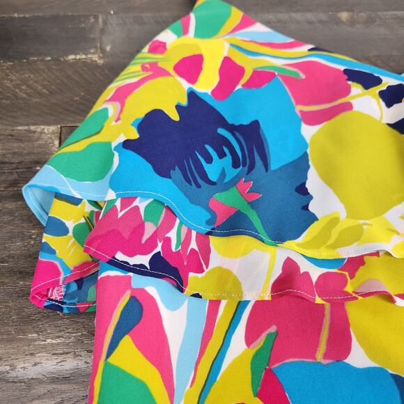 J. Crew Dress Womens Size 10 Colorful Ruffle Adjustable Straps Mini Dress - Picture 9 of 15